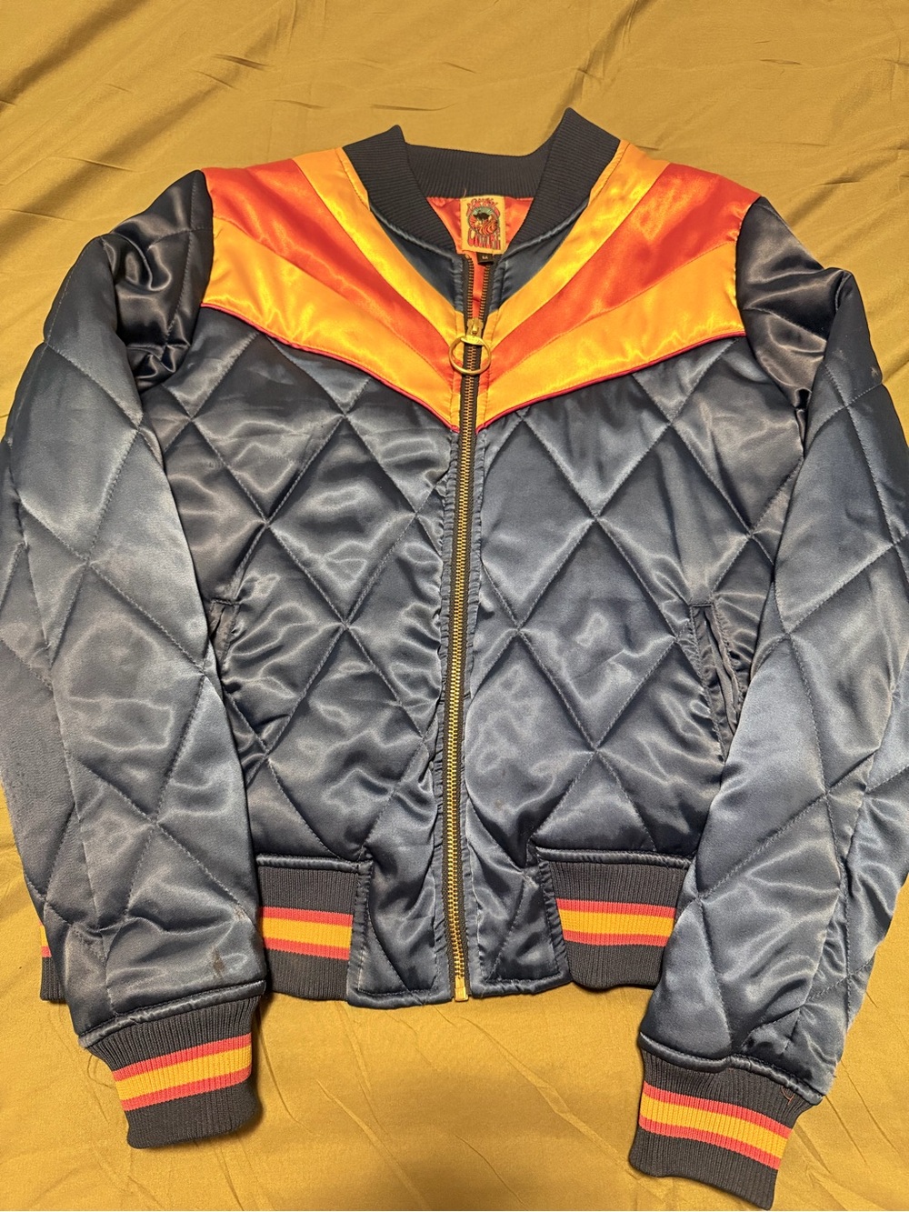 Classic Rock Couture Original Blue Rising Sun Bomber Jacket Arizona M